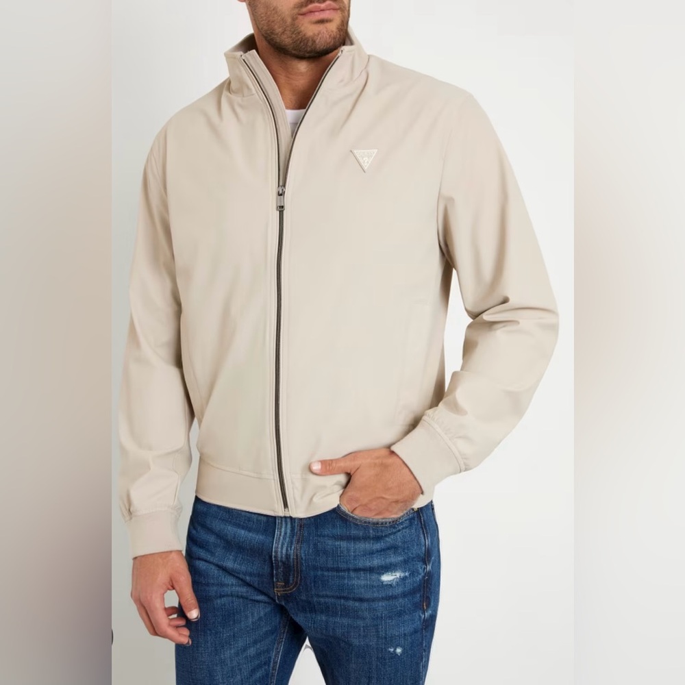 EUC GUESS Tech Stretch Jacket, size large, stone color